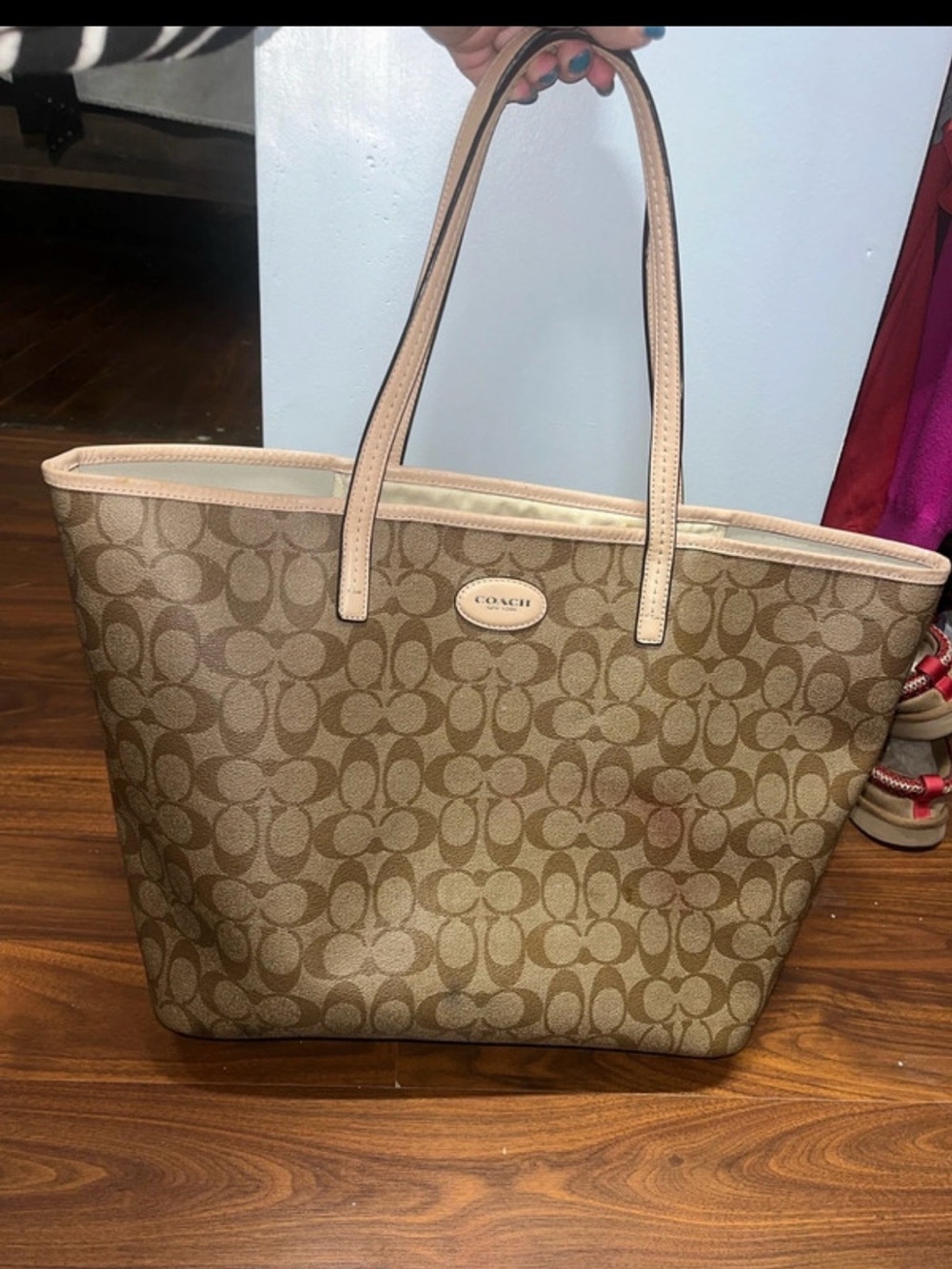 Coach Beige and Tan Monogram Tote